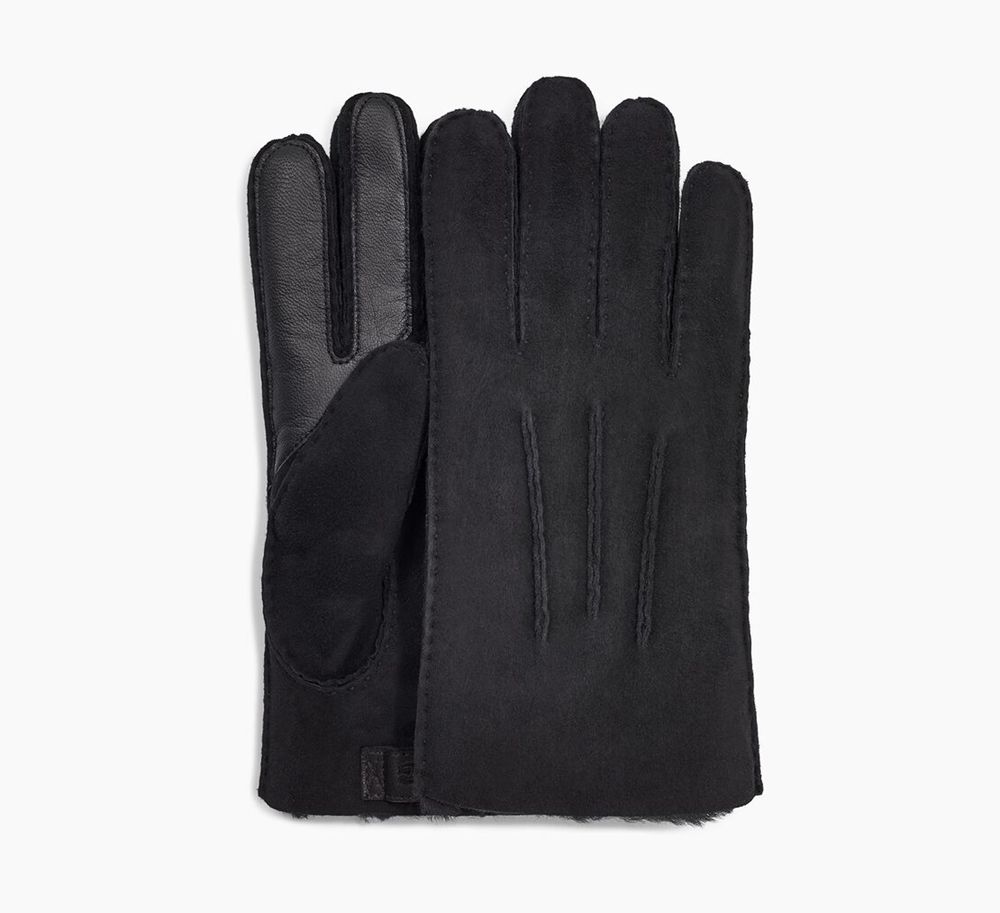 Ugg Contrast Sheepskin Tech - Mens Gloves - Black - NZ (8974WEXNY)